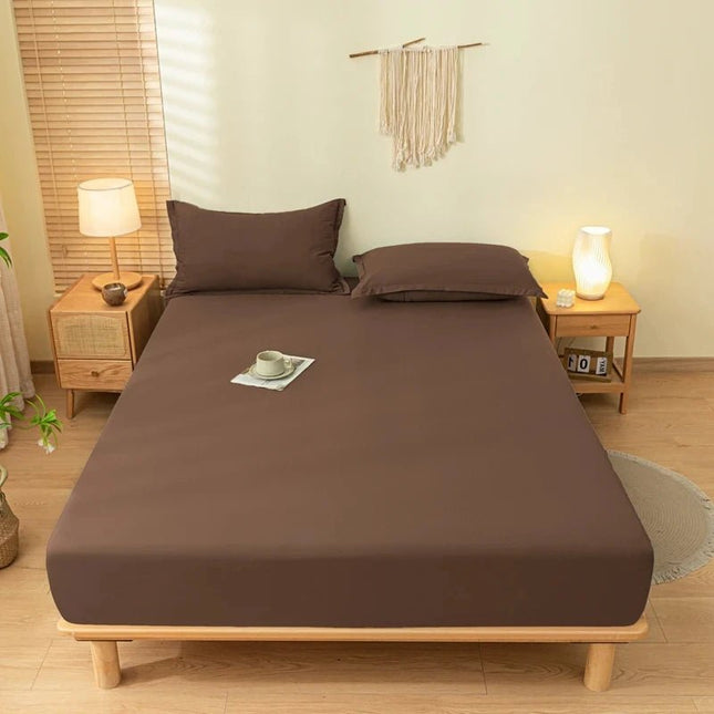 Ensemble drap - housse brossé uni avec 2 taies 180x200x30 cm en