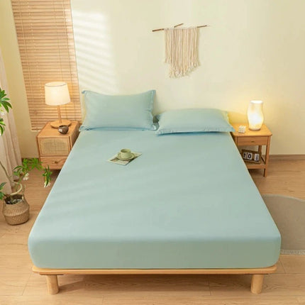 Ensemble drap - housse brossé uni avec 2 taies 90x190x30 cm en