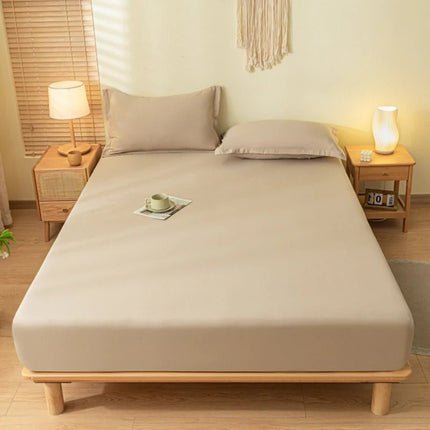 Ensemble drap - housse brossé uni avec 2 taies 90x190x30 cm en