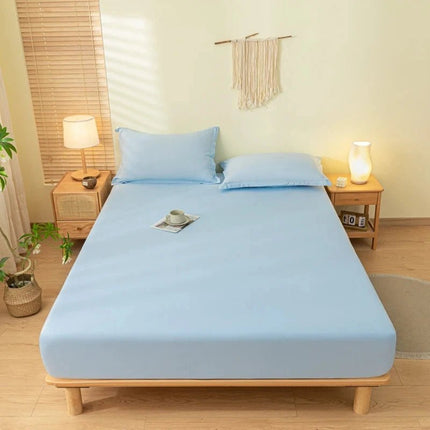 Ensemble drap - housse brossé uni avec 2 taies 90x190x30 cm en