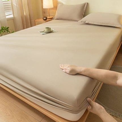 Ensemble drap - housse brossé uni avec 2 taies 90x190x30 cm en