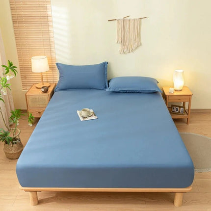 Ensemble drap - housse brossé uni avec 2 taies 90x190x30 cm en