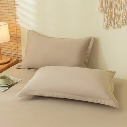 Ensemble drap - housse brossé uni avec 2 taies 90x190x30 cm en