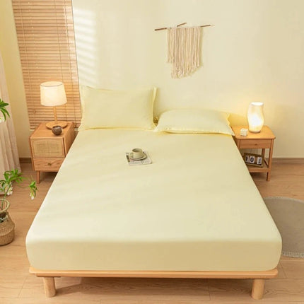 Ensemble drap - housse brossé uni avec 2 taies 90x190x30 cm en