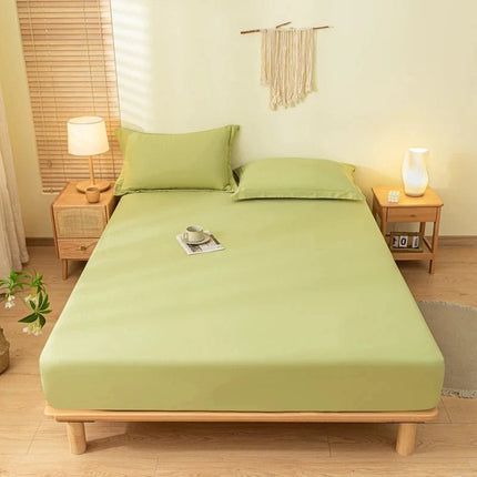 Ensemble drap - housse brossé uni avec 2 taies 90x190x30 cm en