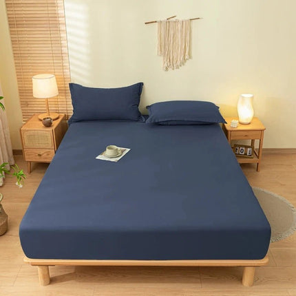 Ensemble drap - housse brossé uni avec 2 taies 90x190x30 cm en