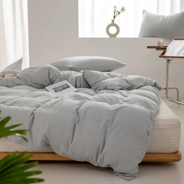 Housse de couette 100% coton lavé 180x220 cm en