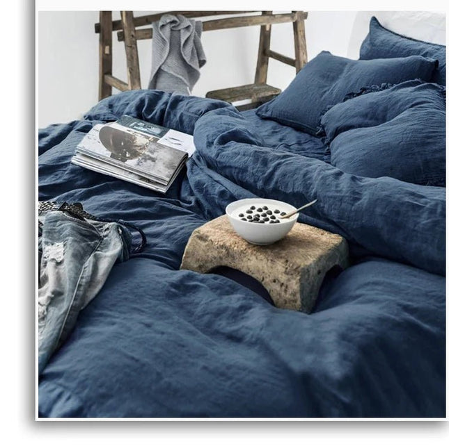 Housse de couette en lin et deux taies - 160x220 cm en