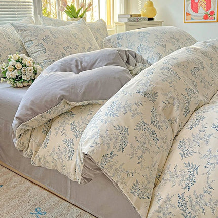 Housse de couette en polyester effet coton lavé 180x220cm en