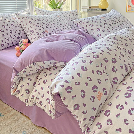 Housse de couette en polyester effet coton lavé 180x220cm en