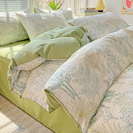 Housse de couette en polyester effet coton lavé 180x220cm en