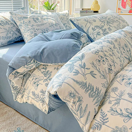 Housse de couette en polyester effet coton lavé 180x220cm en