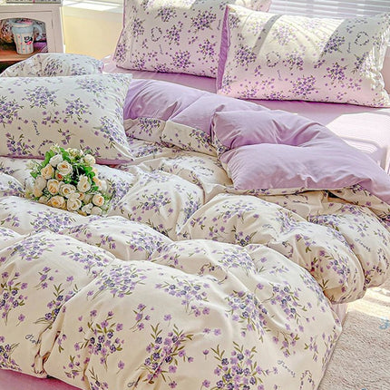 Housse de couette en polyester effet coton lavé 180x220cm en