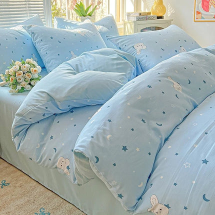 Housse de couette en polyester effet coton lavé 180x220cm en