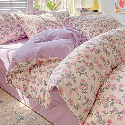 Housse de couette en polyester effet coton lavé 180x220cm en