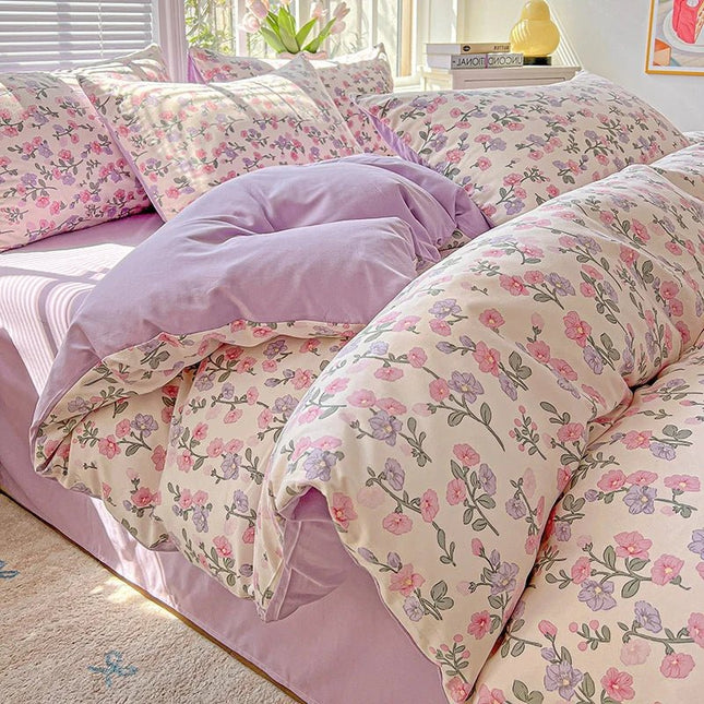Housse de couette en polyester effet coton lavé 180x220cm en