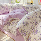 Lilas doux à motifs / 180x220cm