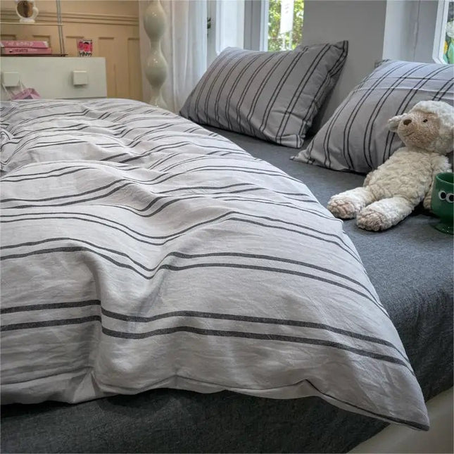 Housse de couette rayée 150x200 cm – 1 pièce en