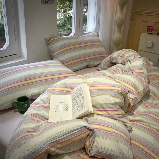 Housse de couette rayée 180x220 cm – 1 pièce en