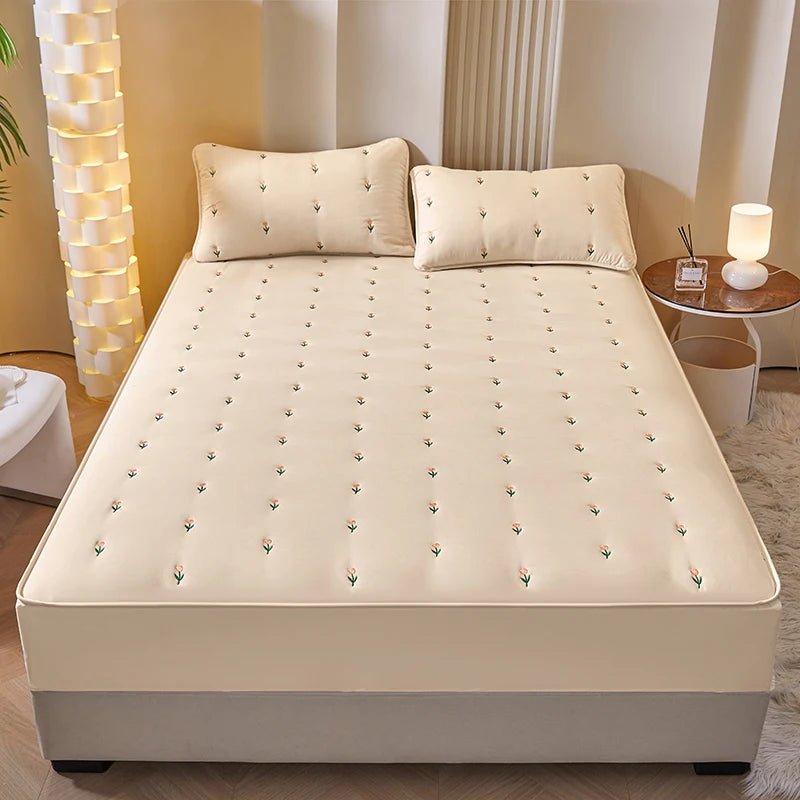 Housse de matelas matelassée en coton 90x190x30 cm en