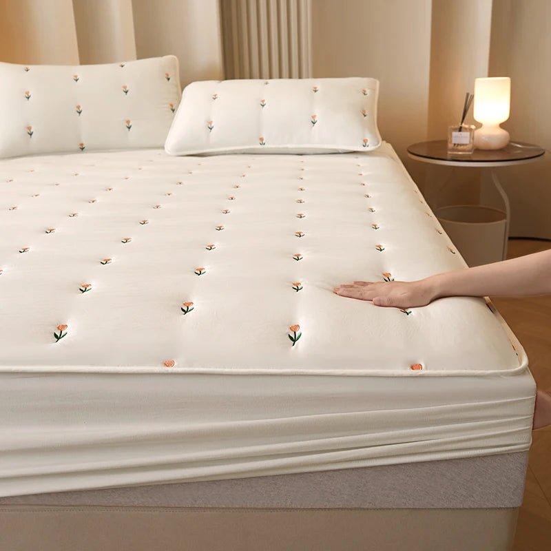 Housse de matelas matelassée en coton 90x190x30 cm en