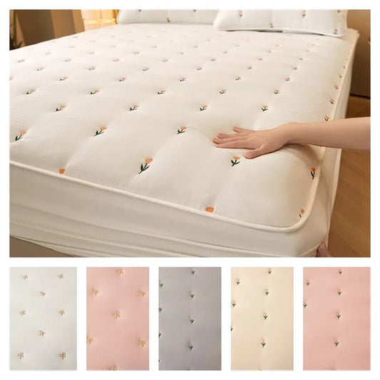 Housse de matelas matelassée en coton 90x190x30 cm en