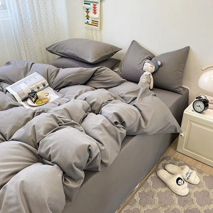 Parure de lit 3 pièces en duvet de couleur unie 180x220cm en