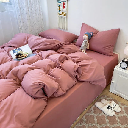 Parure de lit 3 pièces en duvet de couleur unie 180x220cm en