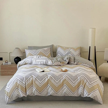 Parure de lit à chevrons en coton 100 % – 150x210 cm en