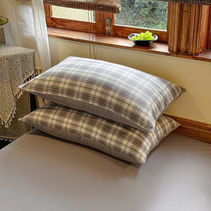 Parure de lit coton 180x220 cm – motif à carreaux, 3 pièces en