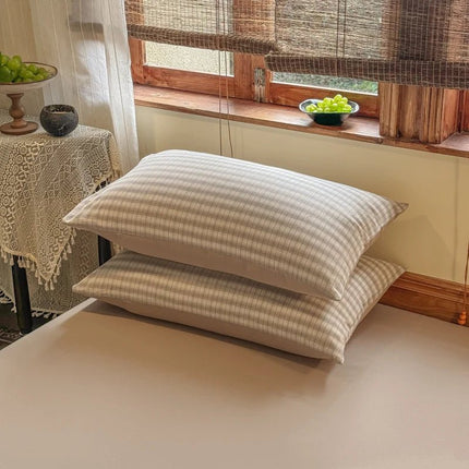 Parure de lit coton 200x200 cm – carreaux clairs, 3 pièces en