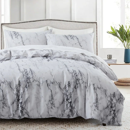 Parure de lit effet marbre gris 240x220 cm – 3 pièces en