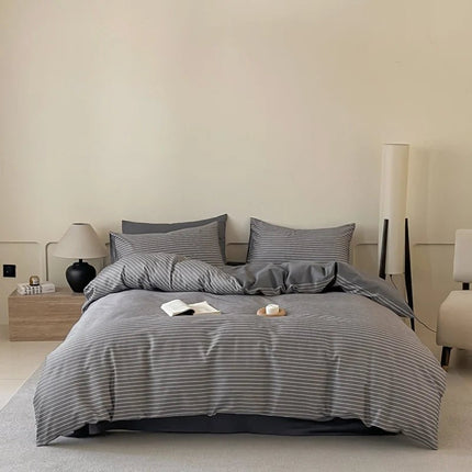Parure de lit en coton 100 % à fines rayures – 180x200 cm en