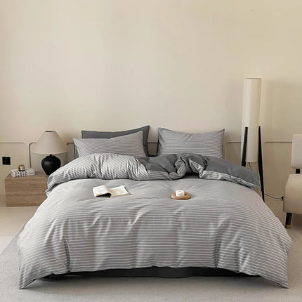 Parure de lit en coton 100 % à fines rayures – 220x240 cm en