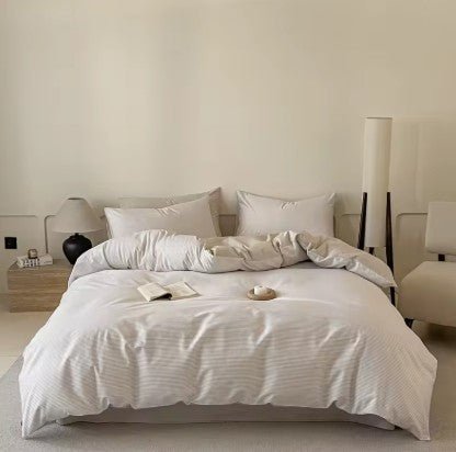 Parure de lit en coton 100 % à fines rayures – 220x240 cm en