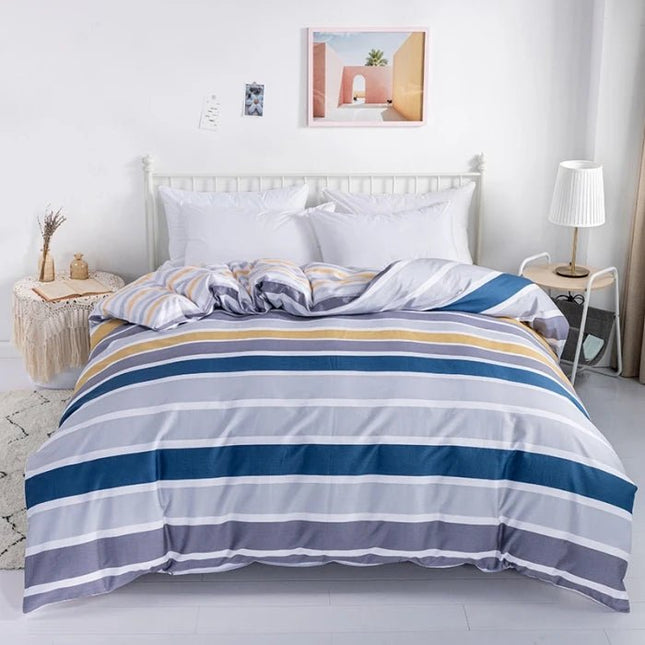 Parure de lit en coton 100 % à rayures multicolores – 180x220cm en