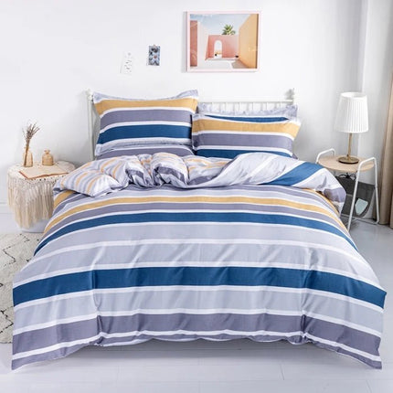 Parure de lit en coton 100 % à rayures multicolores – 180x220cm en