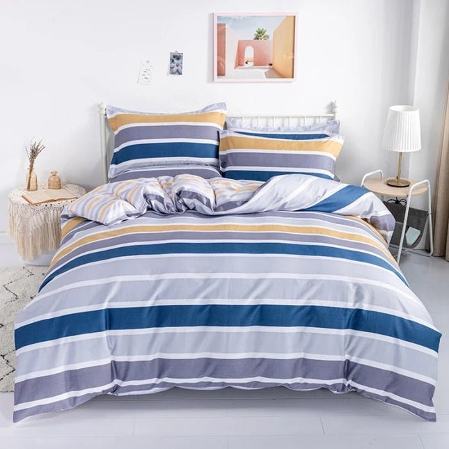 Parure de lit en coton 100 % à rayures multicolores – 180x220cm en