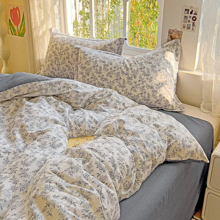 Parure de lit en coton 100 %, motif floral – 150x200 cm en