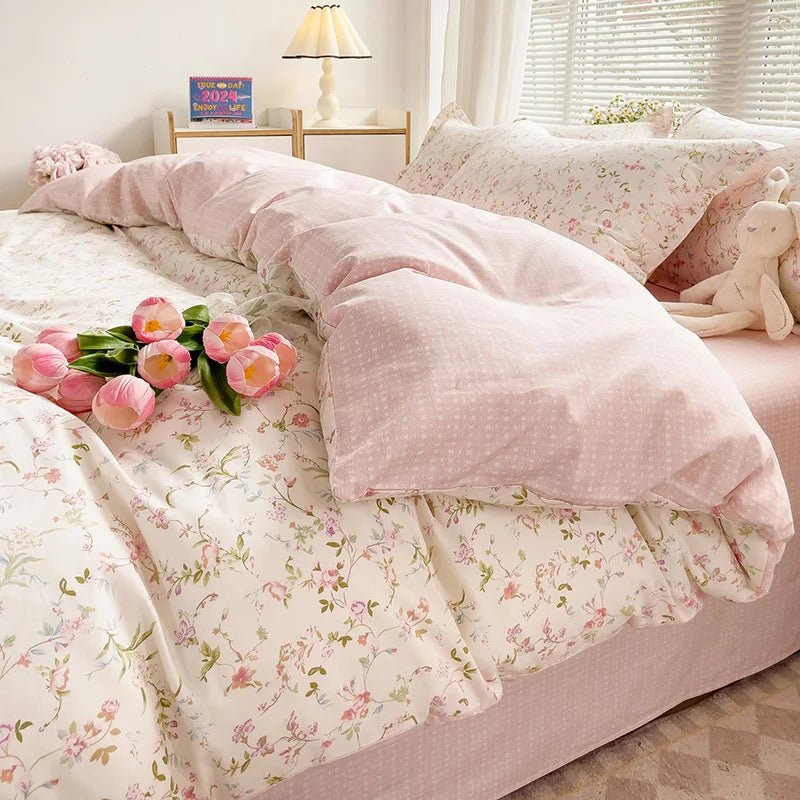 Parure de lit en coton 100 %, motif floral – 150x200 cm en