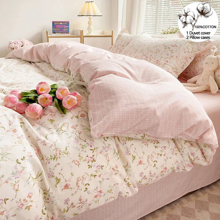 Parure de lit en coton 100 %, motif floral – 200x200 cm en