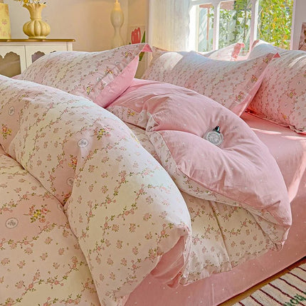 Parure de lit en coton 100 %, motif floral – 200x230 cm en