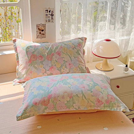 Parure de lit en coton 100 %, motif floral – 220x240 cm en