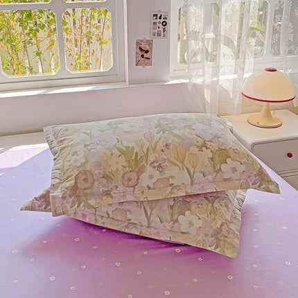 Parure de lit en coton 100 %, motif floral – 220x240 cm en