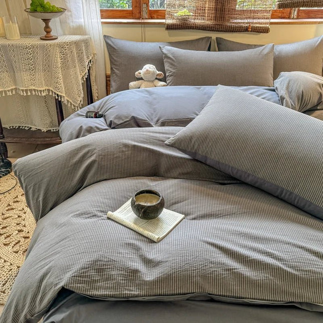 Parure de lit en coton 220x240cm – 3 pièces avec 2 taies 50x75 cm en