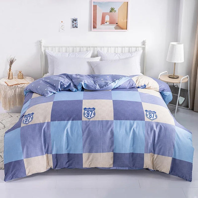 Parure de lit en coton à carreaux – 220x240cm avec 2 taies (3 pièces) en