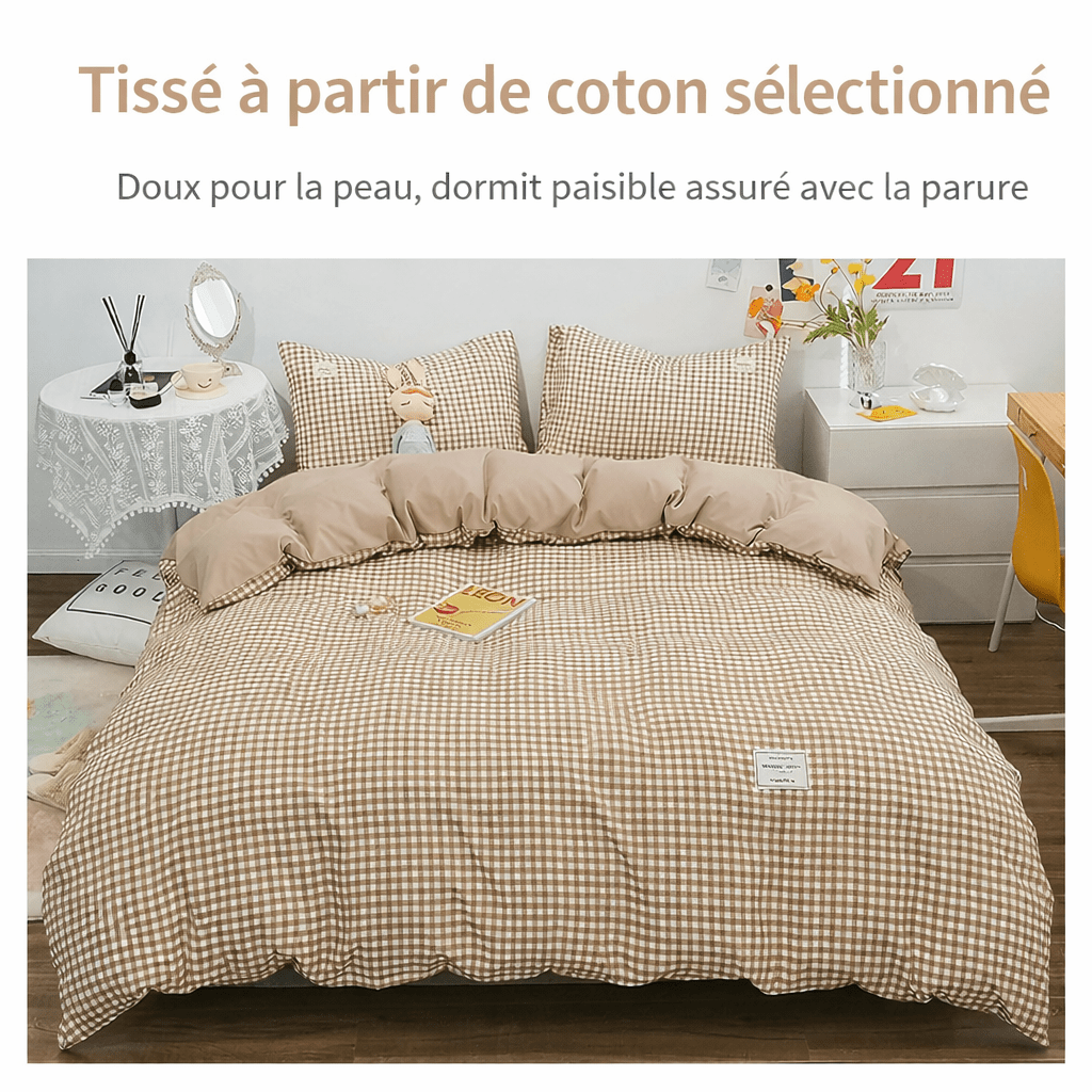 Parure de lit en coton à rayures japonaises – 140x200 cm (3 pièces) en