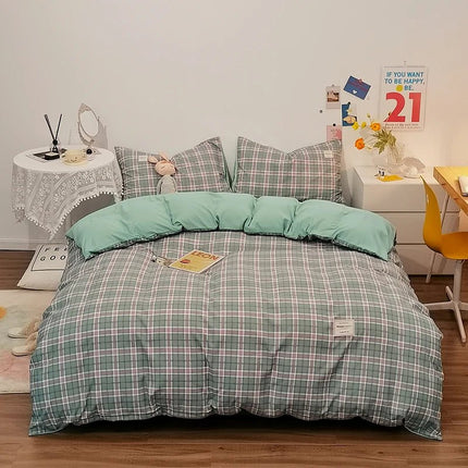 Parure de lit en coton à rayures japonaises – 140x200 cm (3 pièces) en