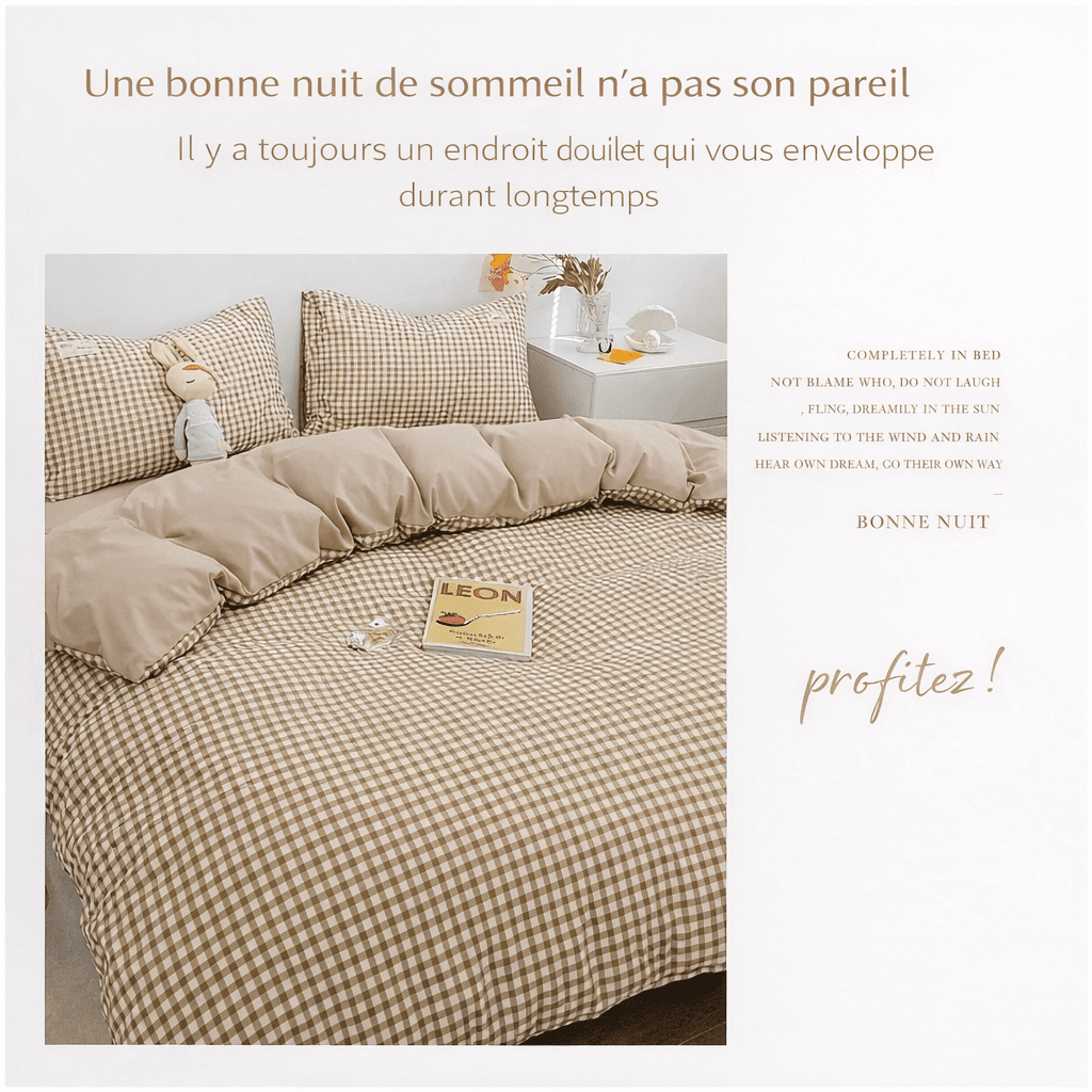 Parure de lit en coton à rayures japonaises – 140x200 cm (3 pièces) en