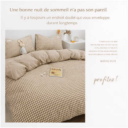 Parure de lit en coton à rayures japonaises – 140x200 cm (3 pièces) en